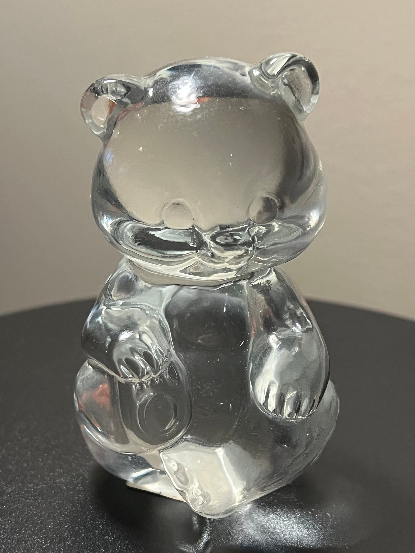 Vintage Fenton Clear Glass Bear Cub - 1980s Glass Art