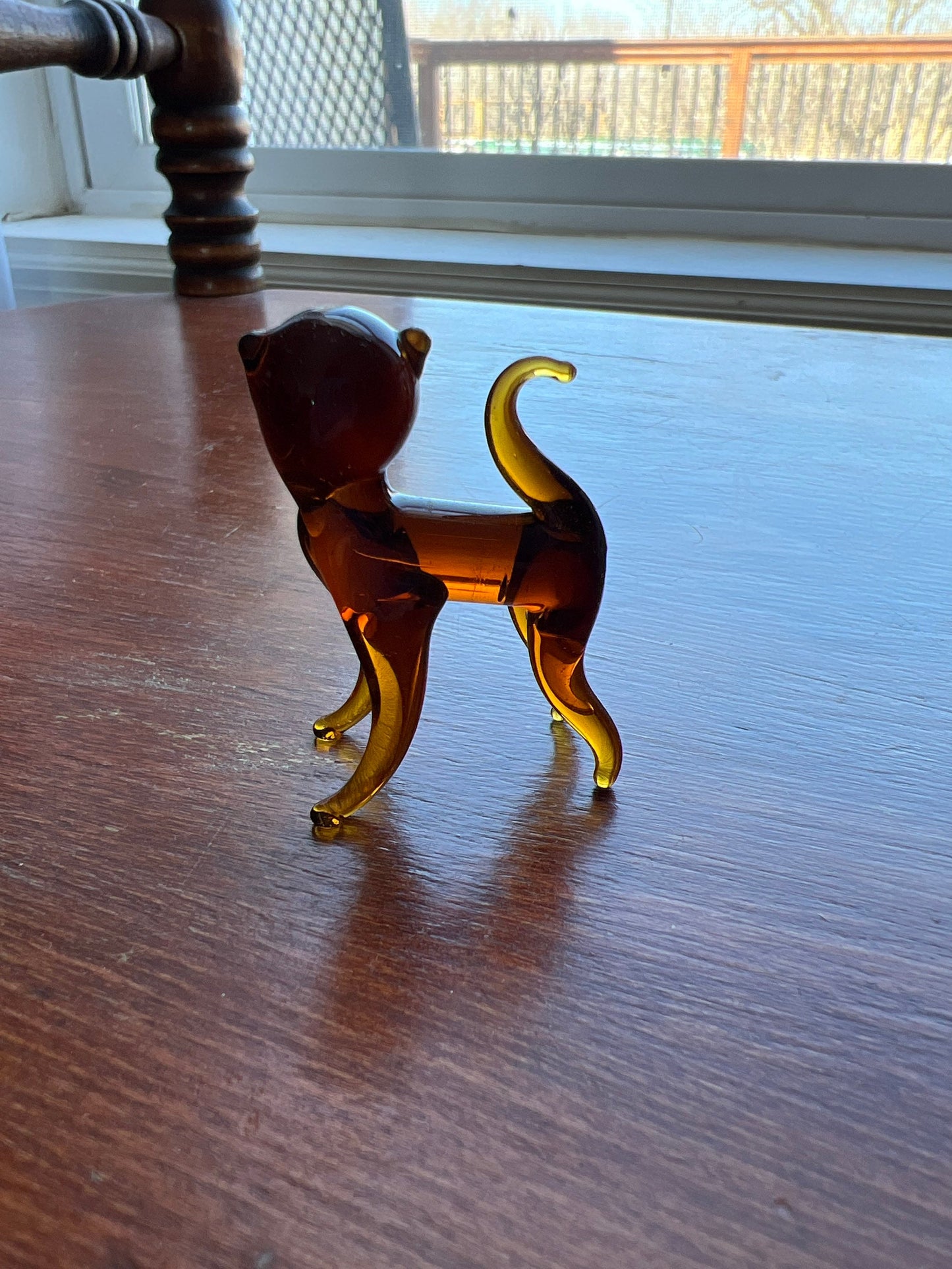 Vintage Amber Hand Blown Glass Monkey Art Glass Amber Glass Animals Lover Antiques and Vintage