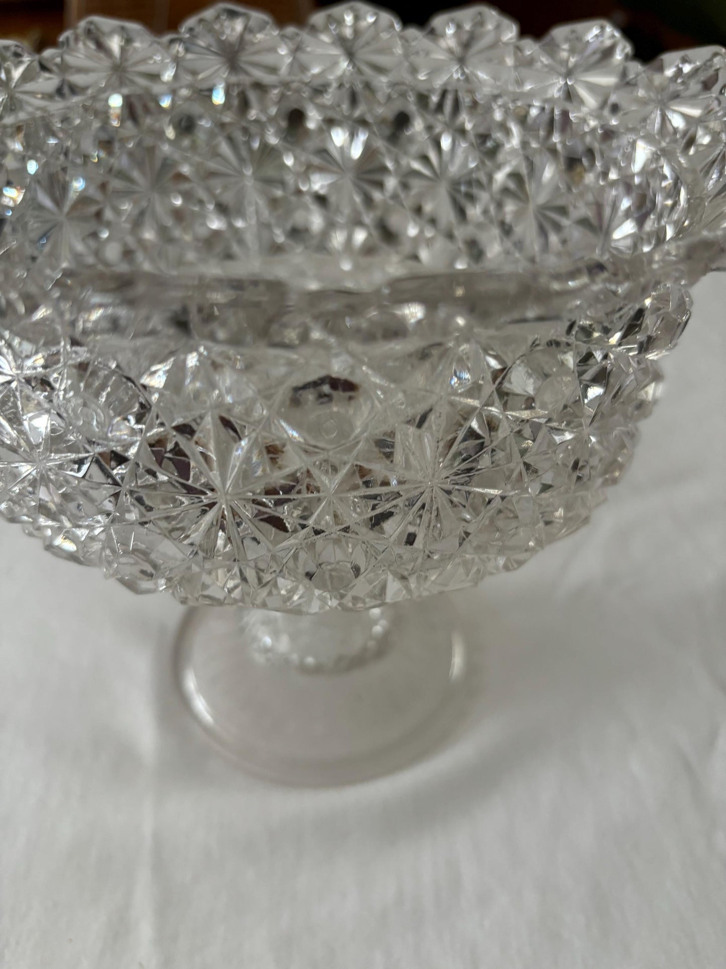 Antique Daisy & Button Glass Compote: Flared Edge Footed Bowl