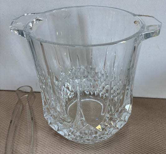 Crystal Ice Bucket with Tongs Included Crystal Cut Glass Art Lover Antiques and Vintage