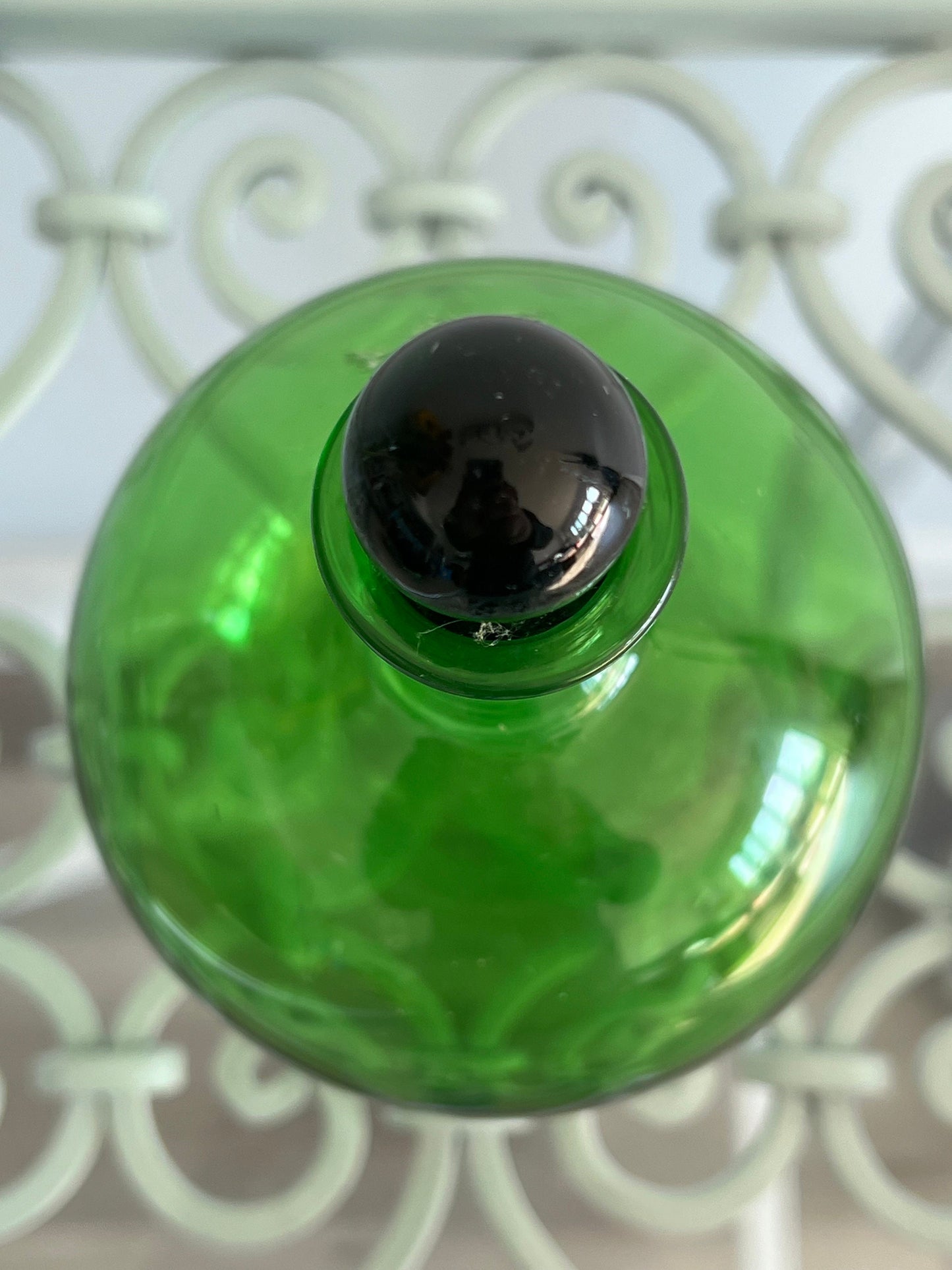 Vintage Emerald Green Glass Decanter with Stopper