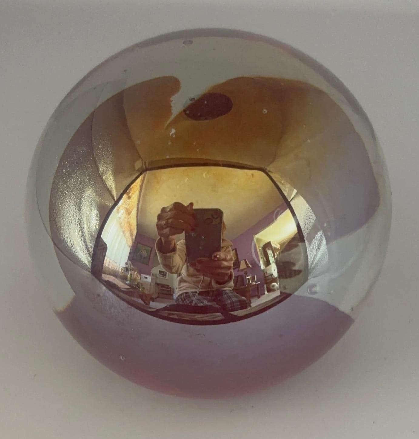 Vintage Barbini Murano Style Bubble Glass Paperweight 1970s Italian Art Glass Purple Blue