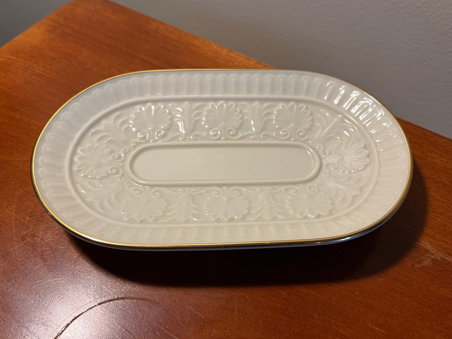 Vintage Lenox Athenian Candy Dish: Cream Porcelain with Gold Lining