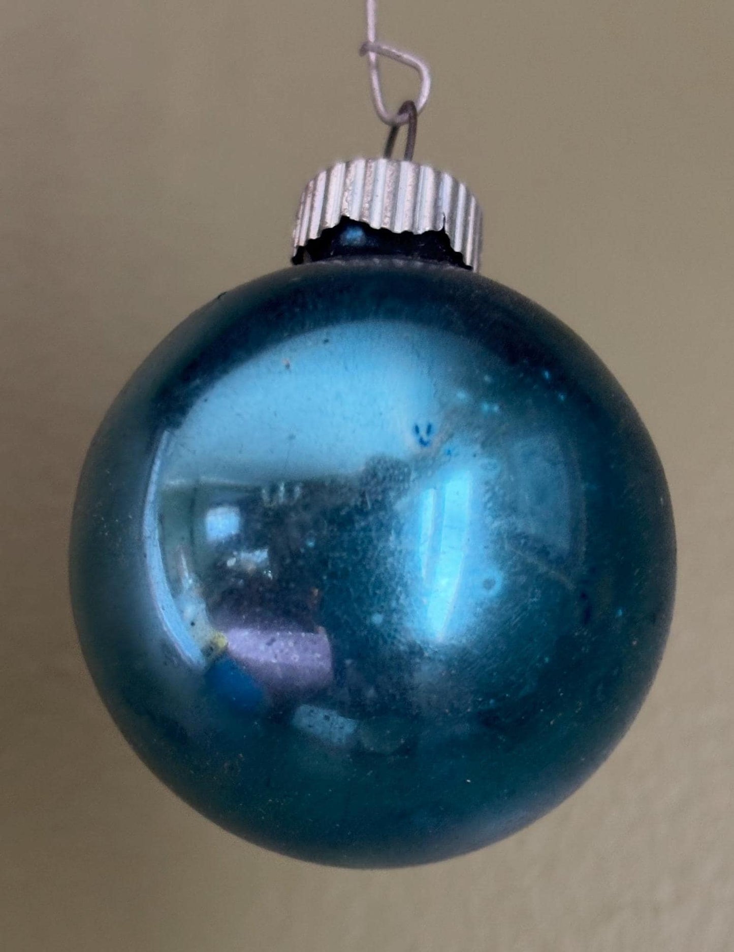 Vintage Shiny Brite Striped Blue Ball Ornament Circle Circa 1940’s Lover Antiques and Vintage