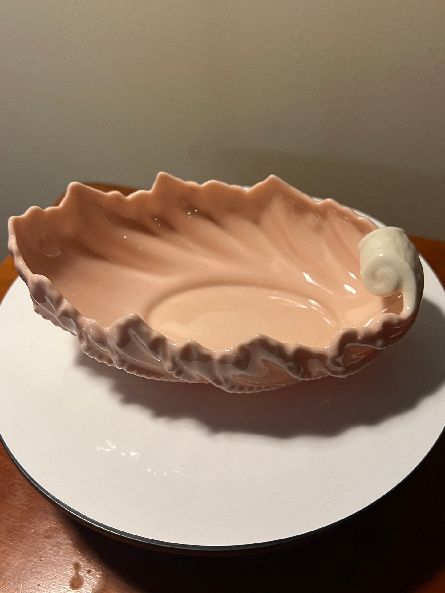 Vintage Lenox Pink Acanthus Leaf Dish: Gilded Porcelain Bowl, Made in USA