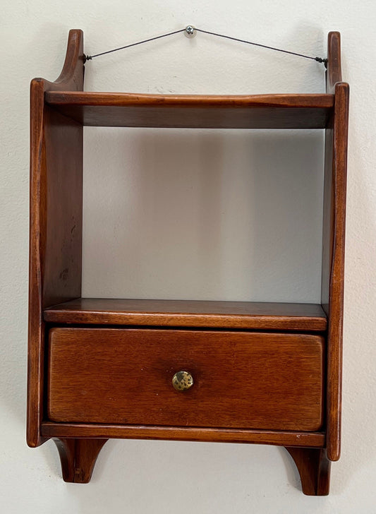 Vintage Cushman Colonial Hanging Wall Shelf with Drawer No. 3-46