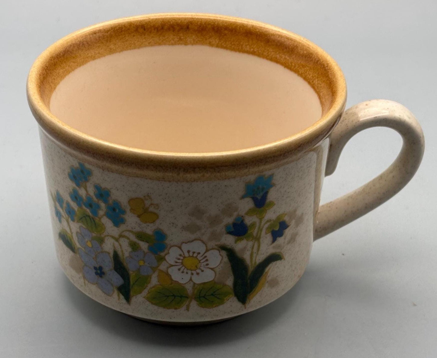 Vintage Mikasa Coffee Cup Stone Manor Stoneware Tan Speckle With Brown Trim Lover Antiques and Vintage