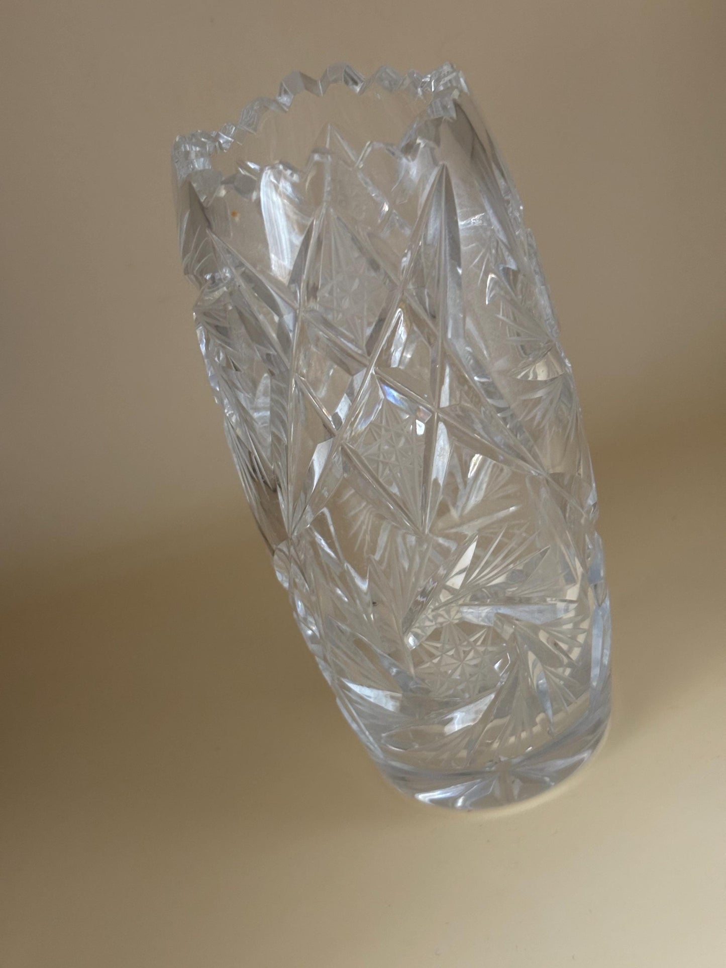 Antique Sawtooth Crystal Bud Vase, Bohemian Star Cut Glass, Lover Antiques and Vintage