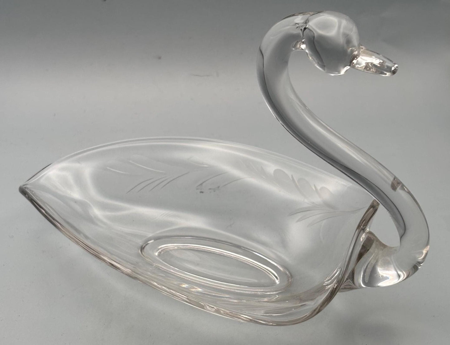 Vintage Swan Candy Dish Large Glass Trinket Bowl Lover Antiques and Vintage