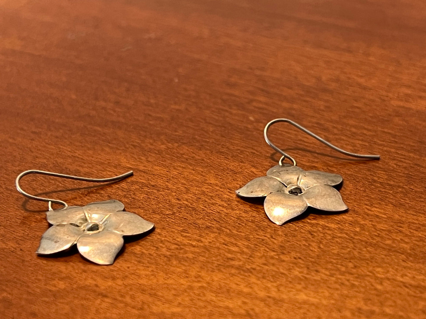 Vintage Sterling Silver Flower Earrings Hook Pierced Earring jewelry flowers
