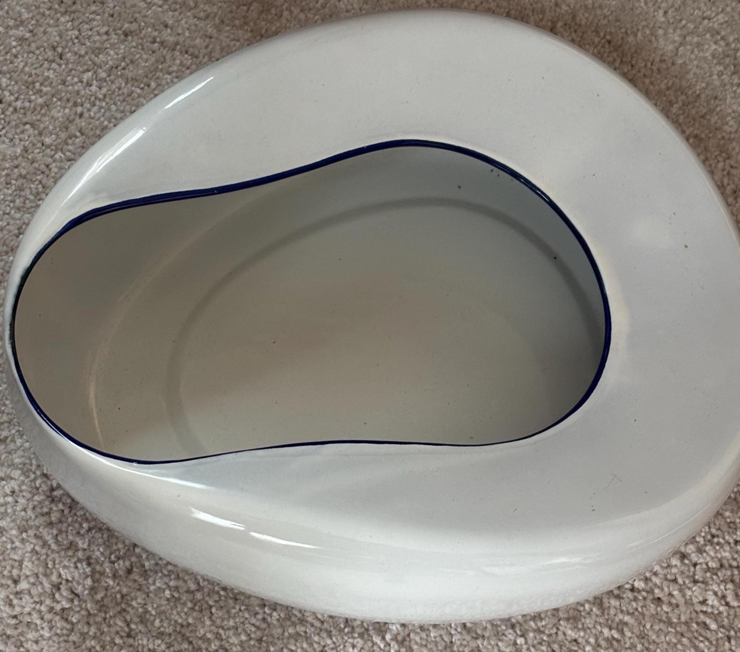 Antique Enamel and Porcelain Queen Columbian Made Bed Pan Planter Home Decor Lover Antiques