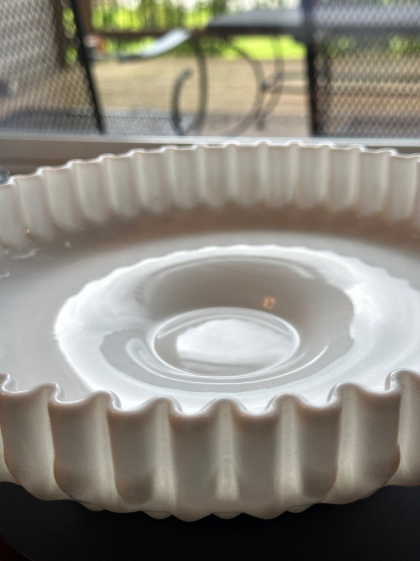 Vintage Fenton Milk Glass Cake Stand: Hobnail Ruffled Edge, White Display