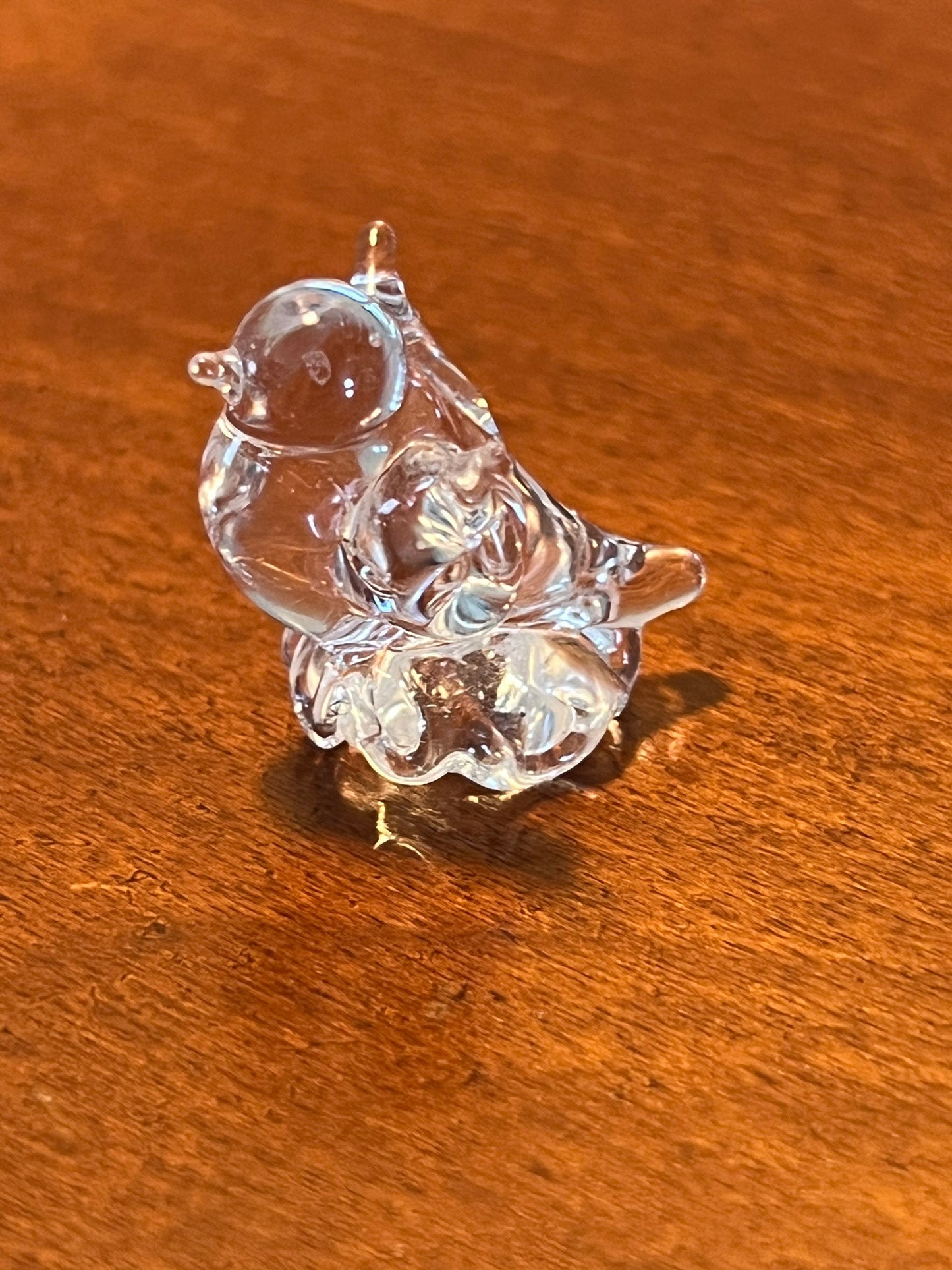 Vintage Art Glass Bird Figurine: Tiny Clear Glass Collectible (3/4")