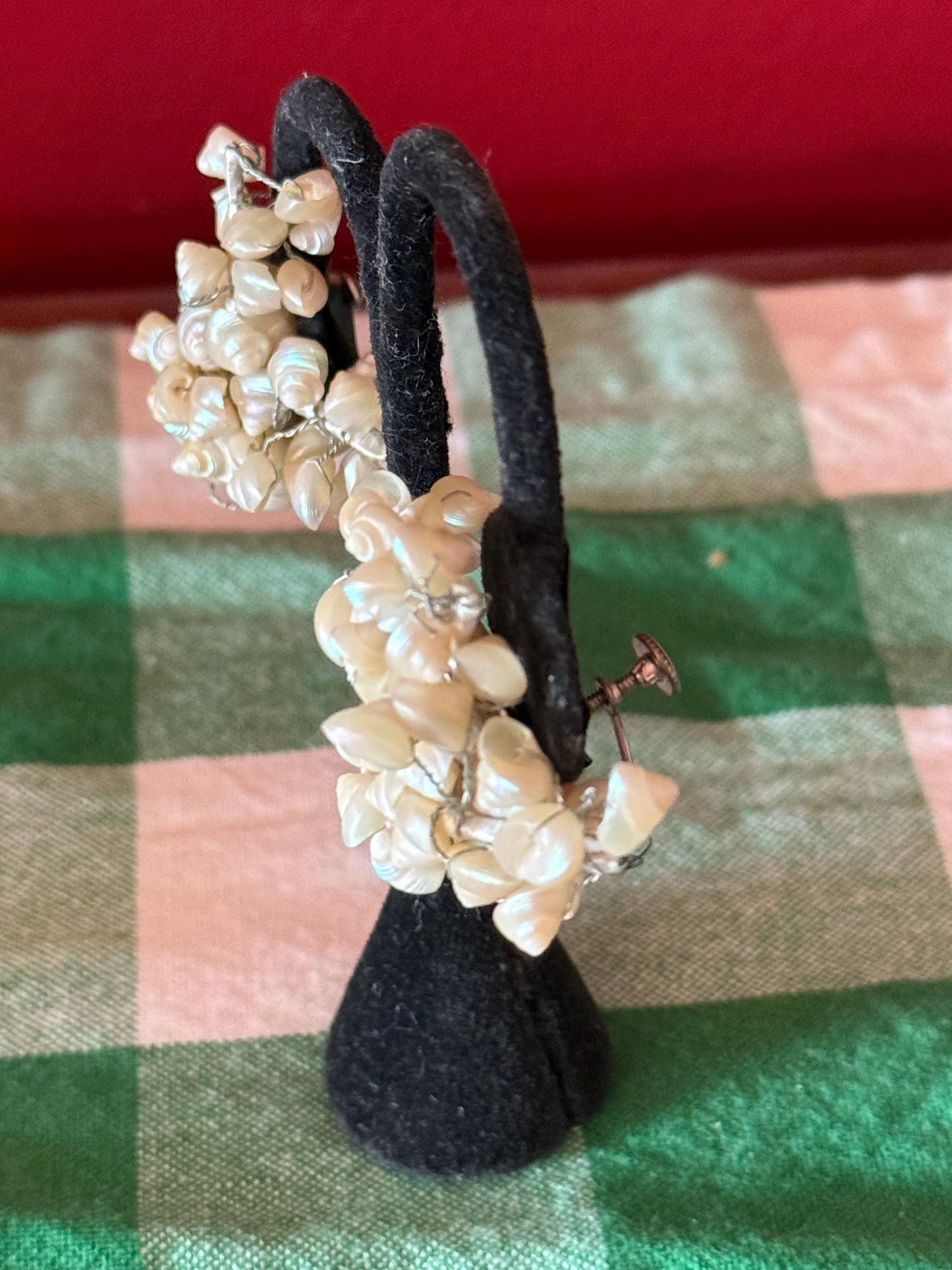 Vintage Cluster Shell Earrings, Unique Natural Jewelry Gift