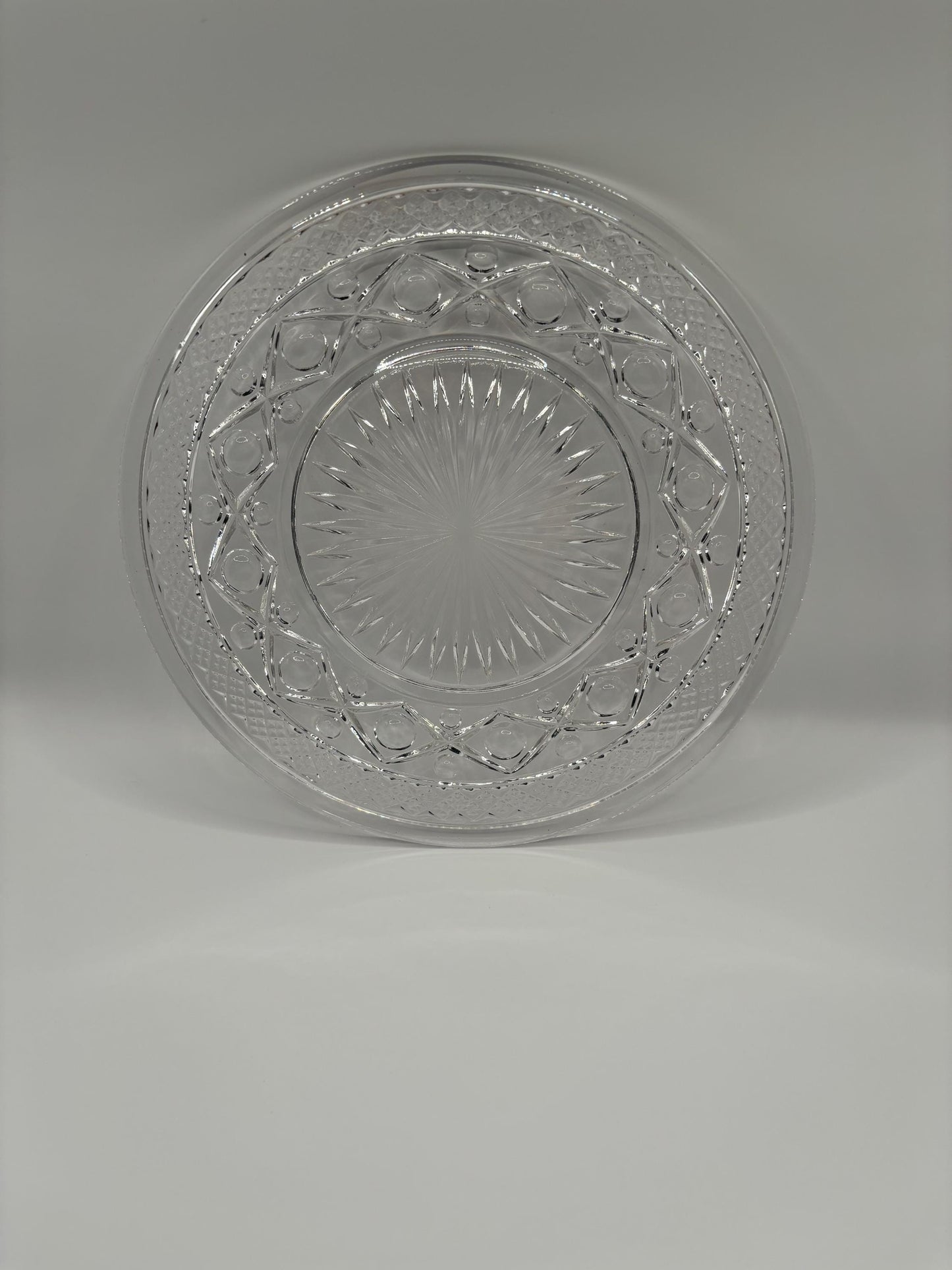 Vintage Starburst Glass Plate Crystal Clear Fancy Plates Lover Antiques and Vintage