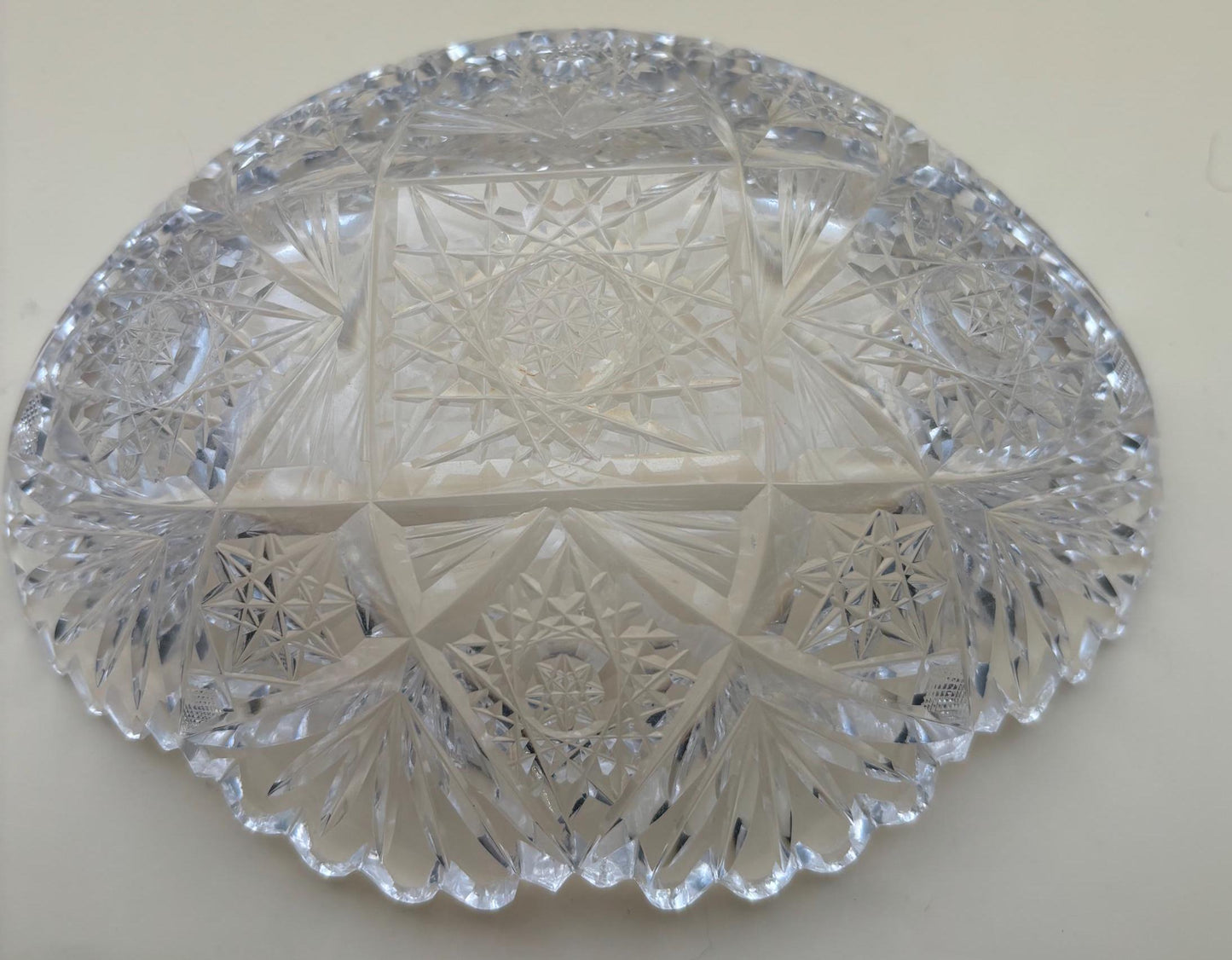 Antique American Brilliant Sawtooth Glass Candy Dish Crystal Glass Trinket Glass Nut Container Lover Antiques and Vintage
