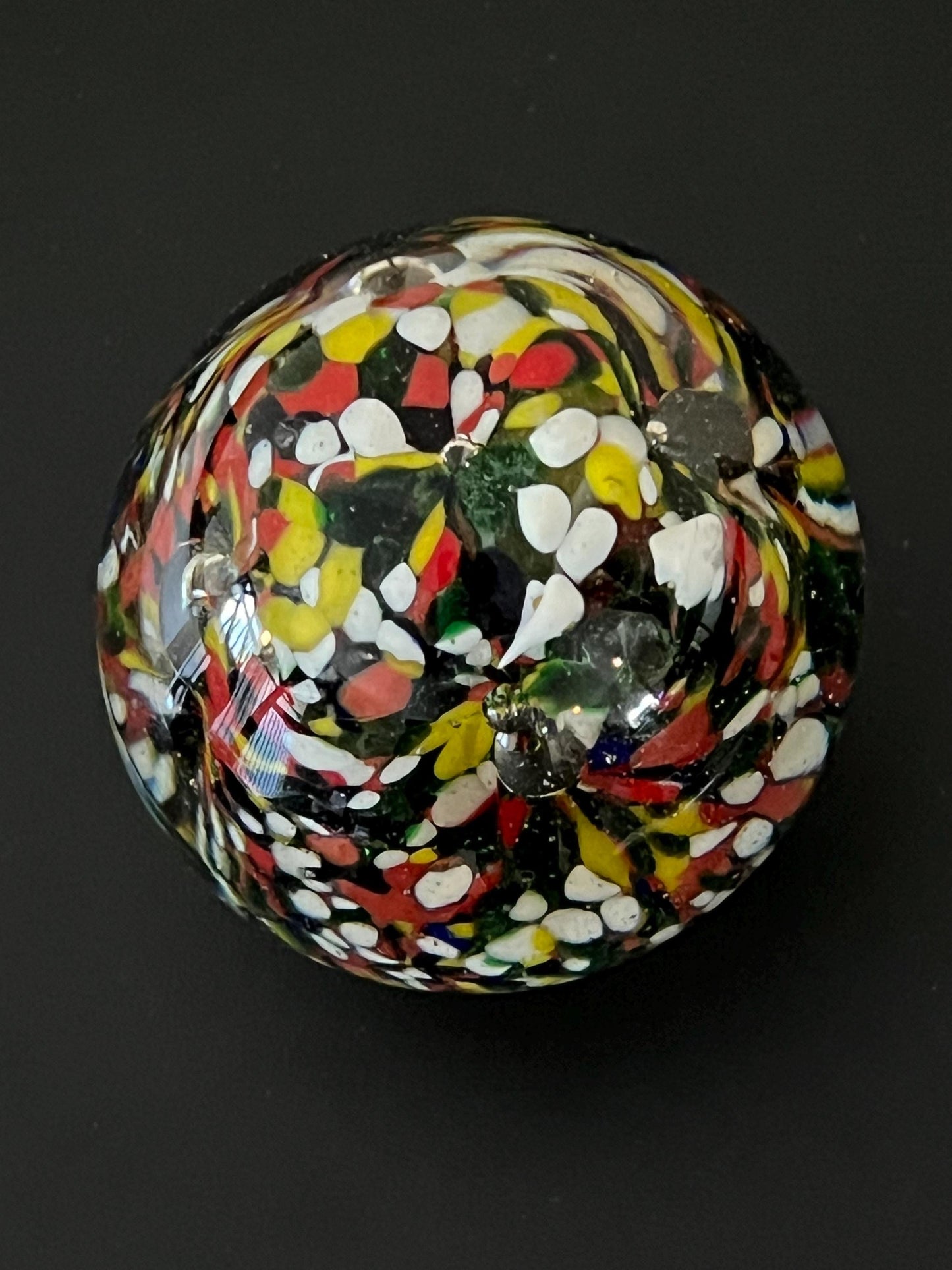 Vintage Confetti Blossom Glass Paperweight: Abstract Bubble Art