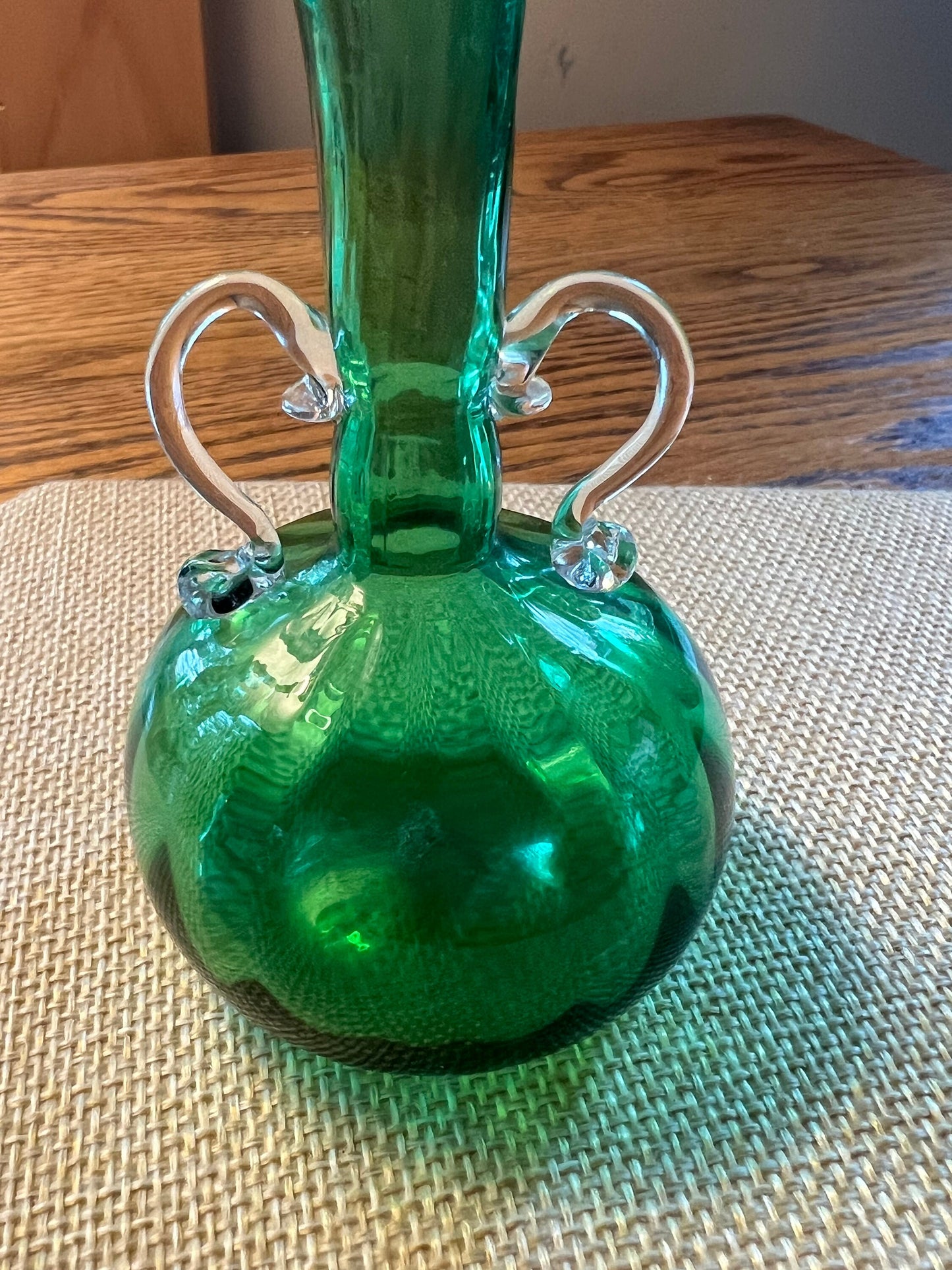 Vintage Emerald Green Mini Pitcher Vase with Elegant Arms Lover Antiques and Vintage