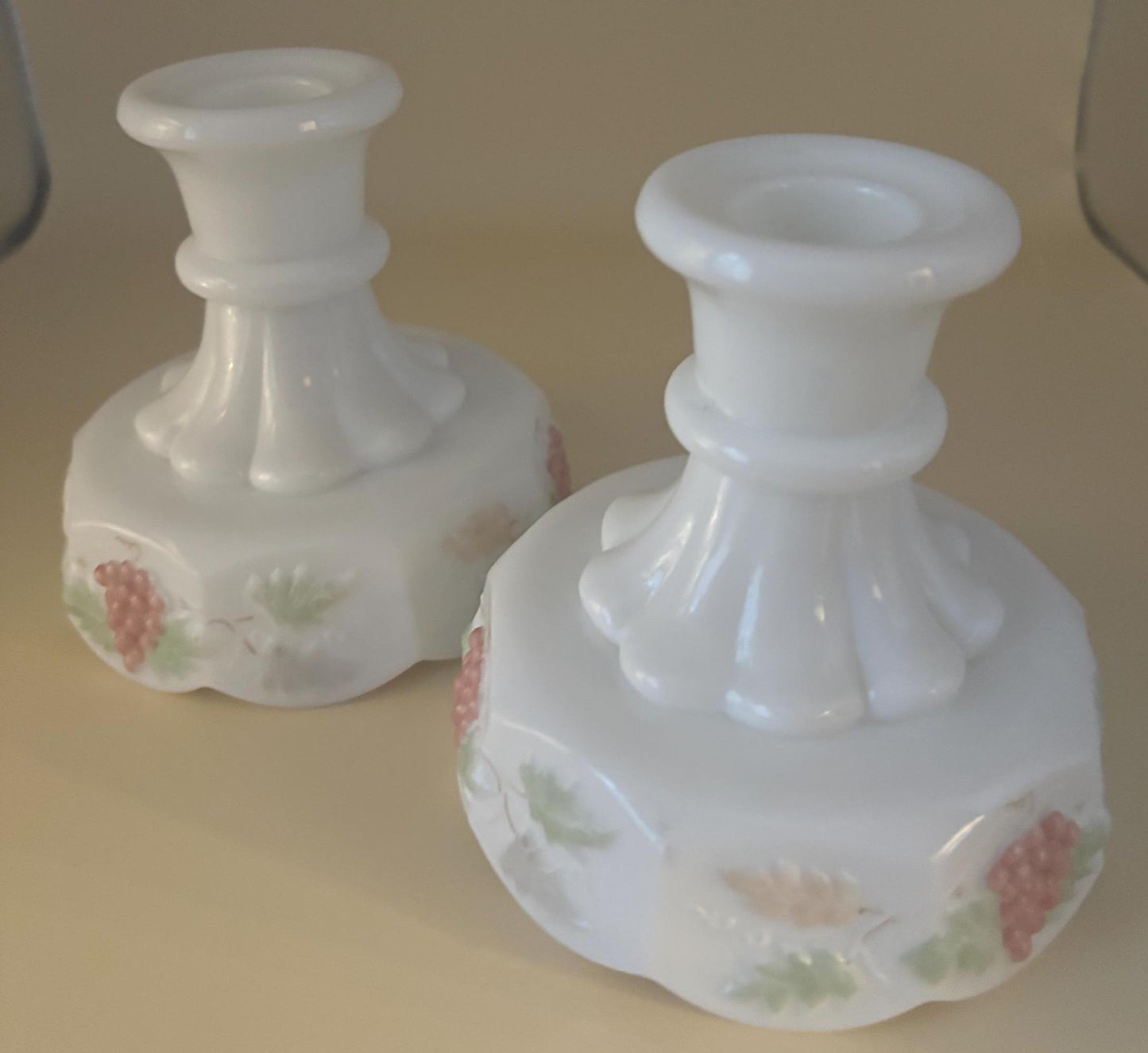 Vintage Westmoreland Grape Panel Set of Candle Holders Lover Antiques and Vintage