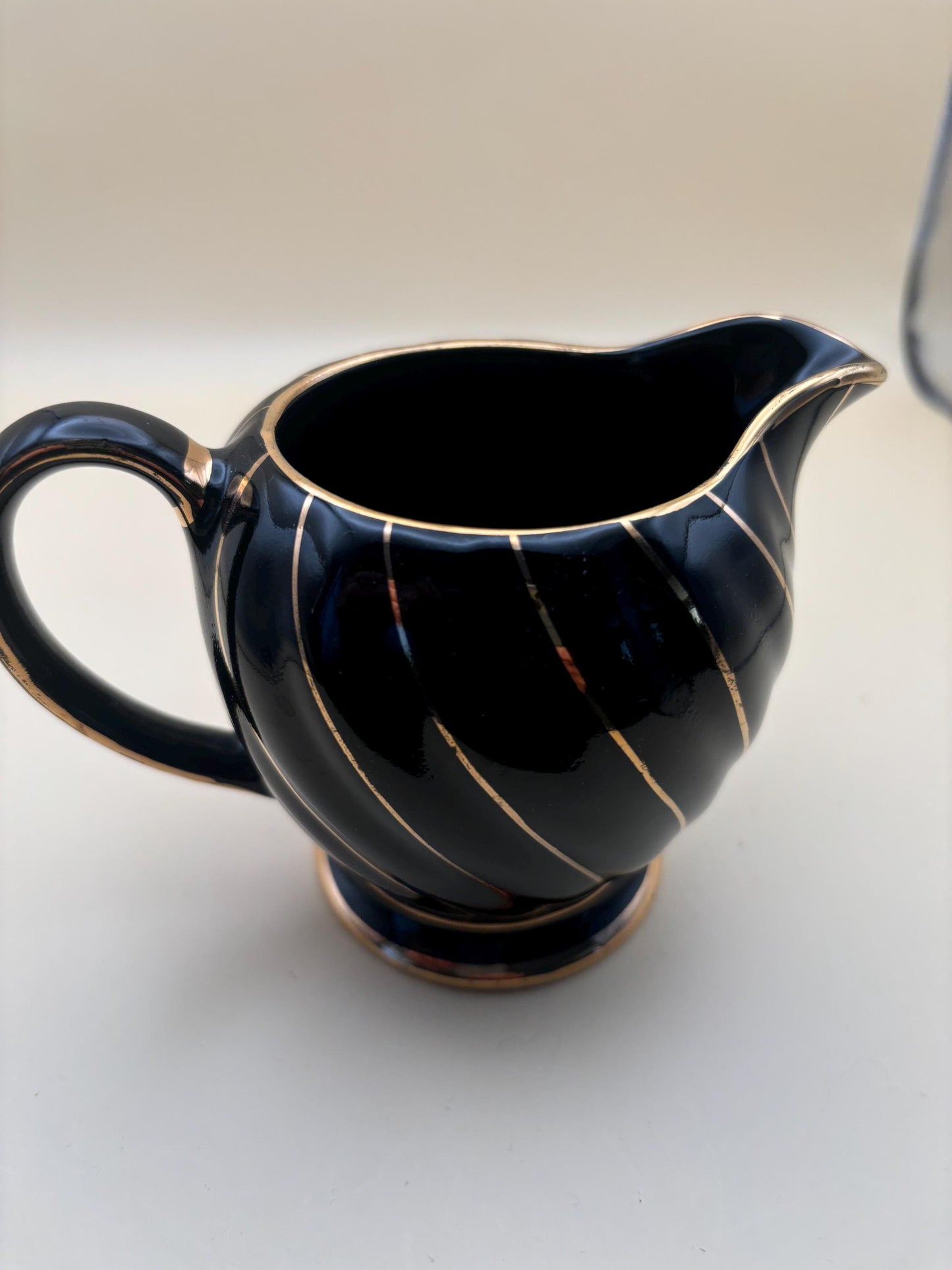 Vintage Sandler England Black and Gold Creamer Lover Antiques and Vintage