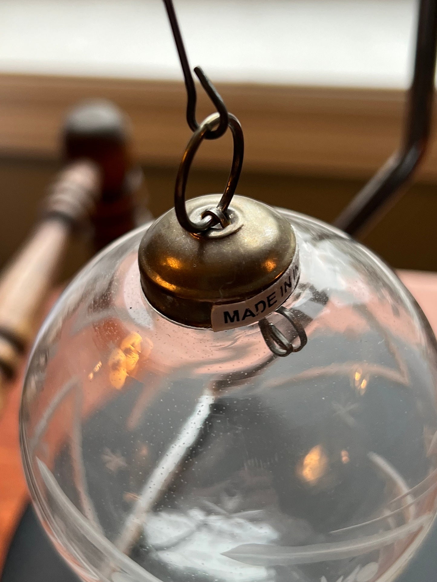 Vintage Etched Glass Christmas Ornament: Star of David, Made in India