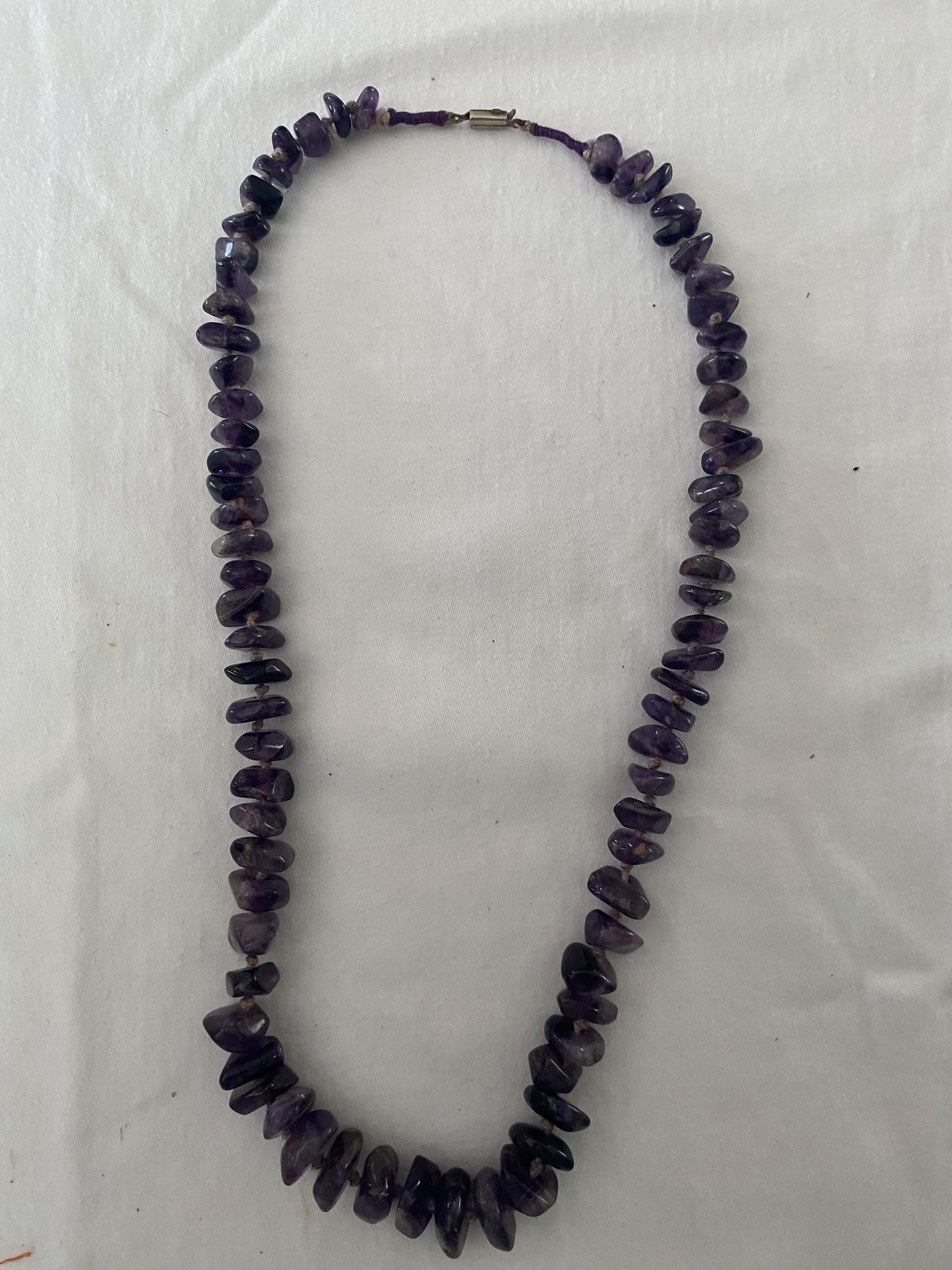 Vintage Amethyst Hand Knotted Graduated Beads Necklace Purple Stone Jewelry Unique Gifts at Lover Antiques and Vintage