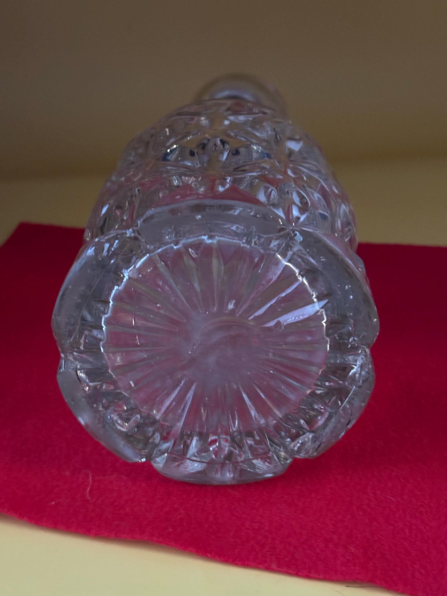 Antique Sandwich Star Flint Glass Decanter, Cut Crystal Clear Liquor Bottle