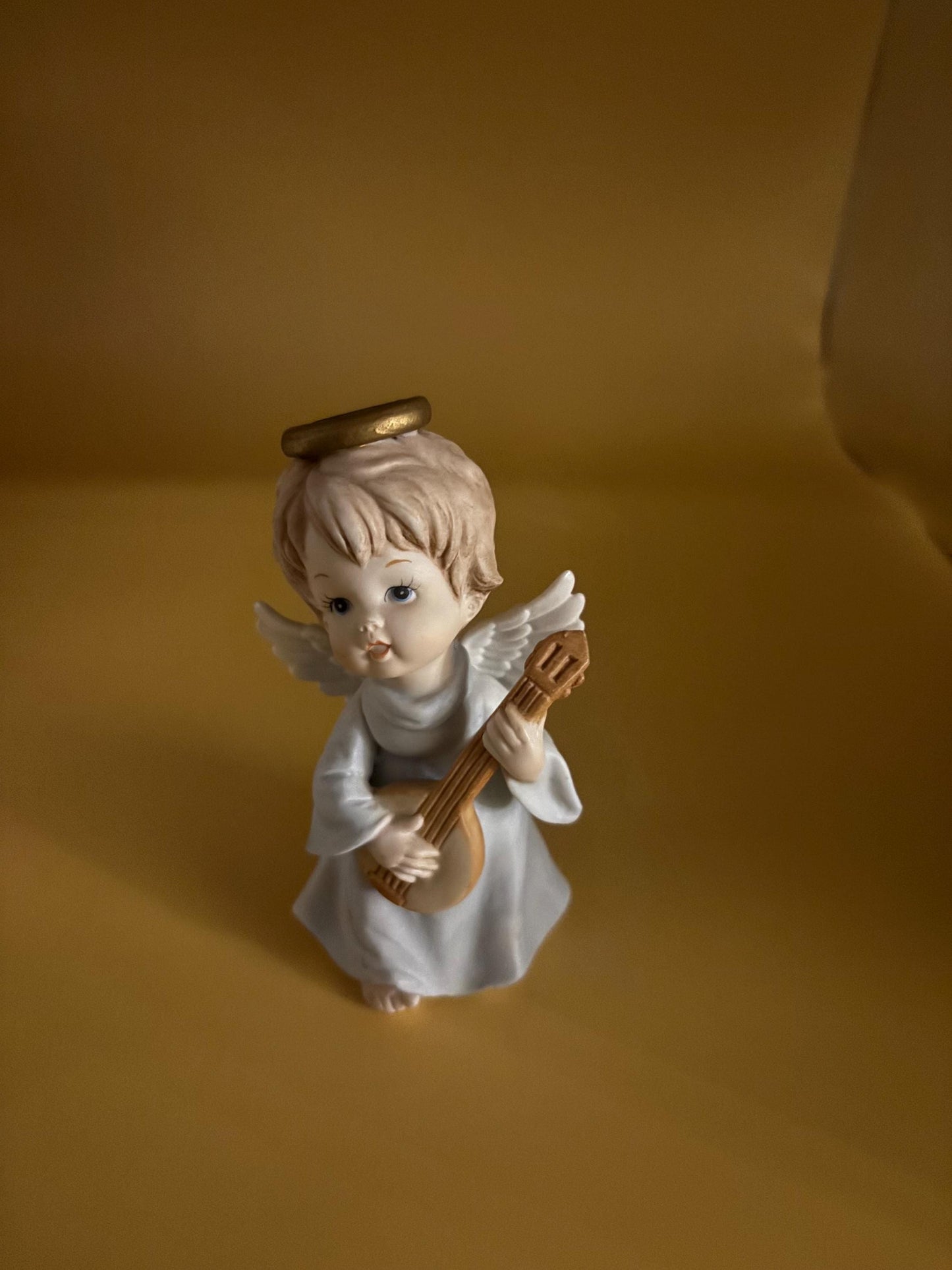 Vintage Lefton Angels Playing Guitar Set of 2 Hand Painted Porcelain Figurines Japanese Lover Antiques and Vintage