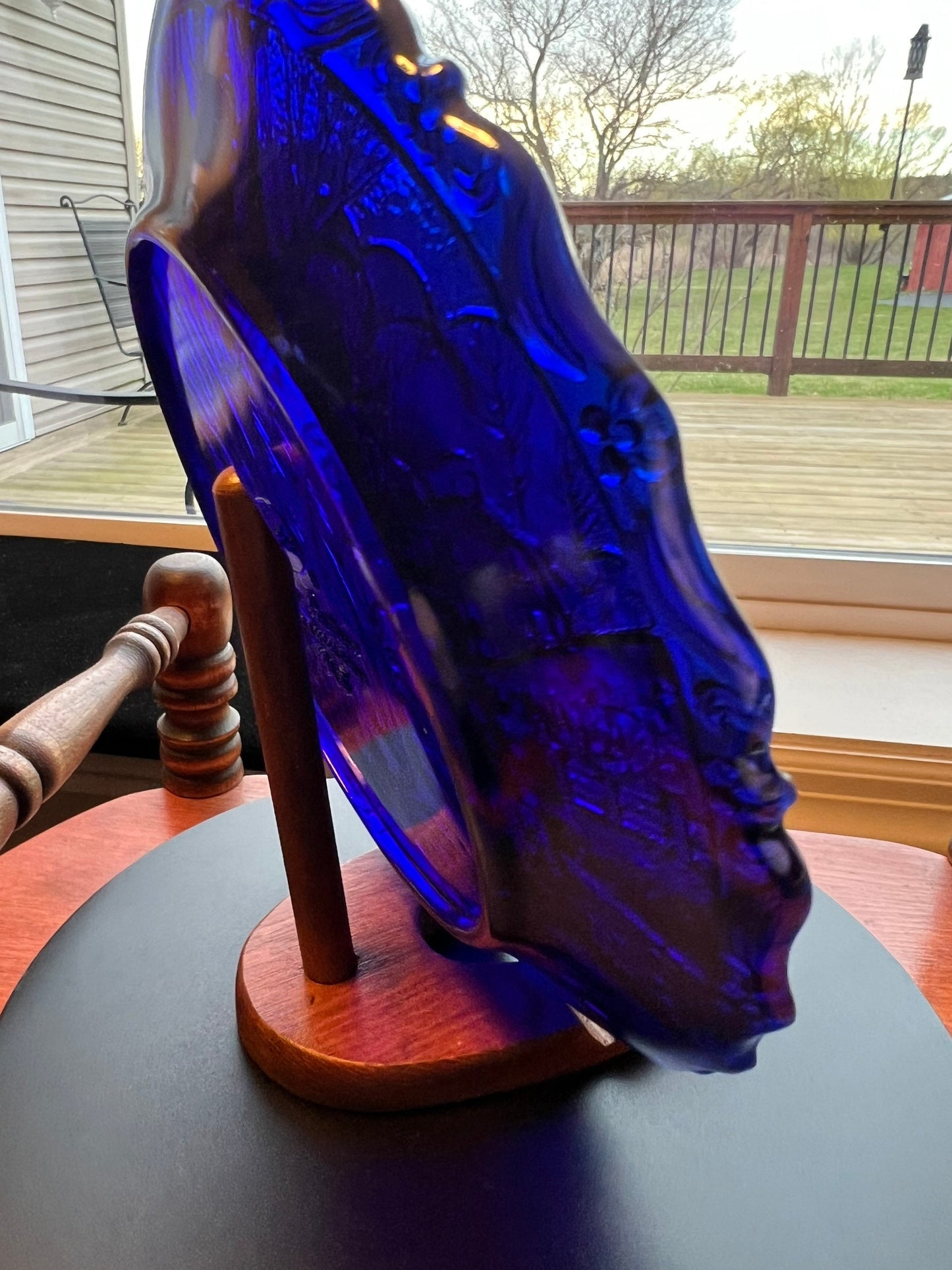Vintage Fenton Winter Pastime Plate: Carnival Iridescent Purple Blue Glass