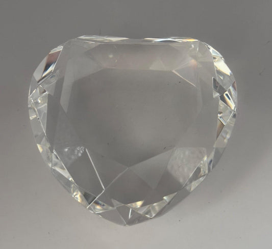 Rosenthal Crystal Heart Glass Paperweight Vintage Clear Faceted Heart Decorative