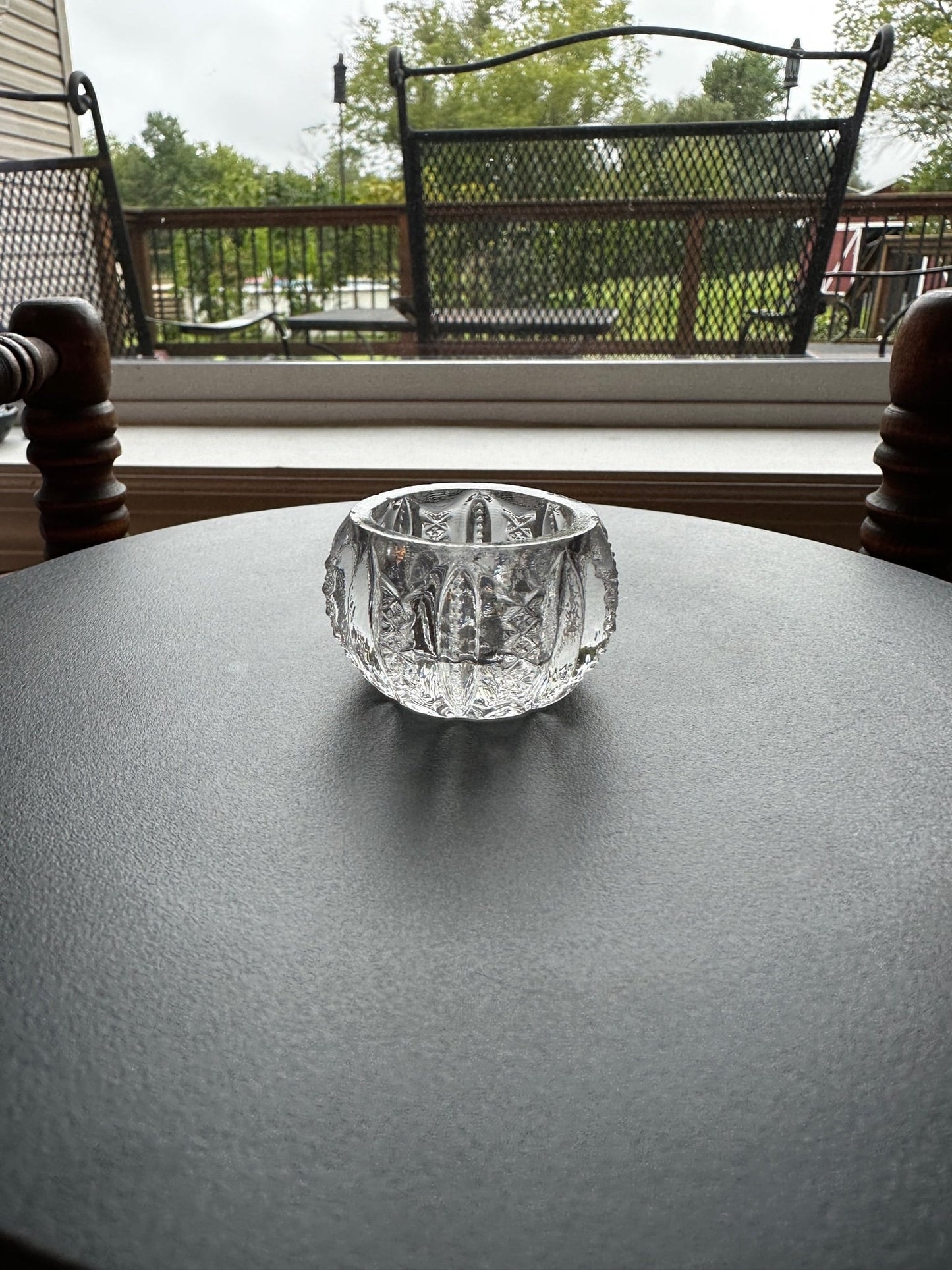 Vintage Clear Cut Crystal Sugar Dish: 1930s Glass Container