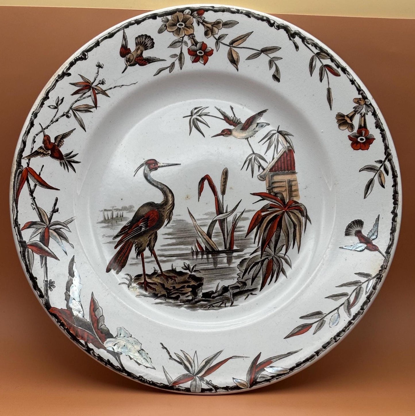 Antique Ridgeway Pottery INDUS Hand Painted Platter Flowers Large Dinner Plate RARE Lover Antiques and Vintage