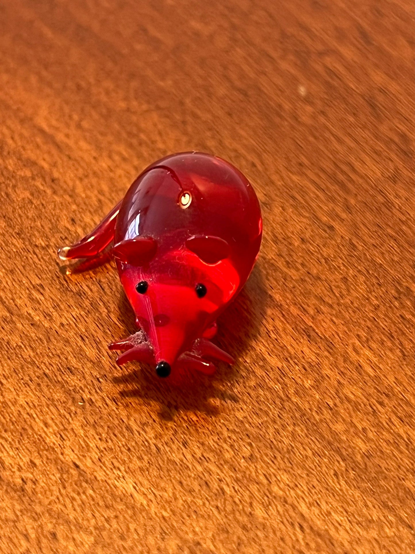 Vintage Fenton Ruby Red Glass Mouse Figurine - Collectible Art Glass