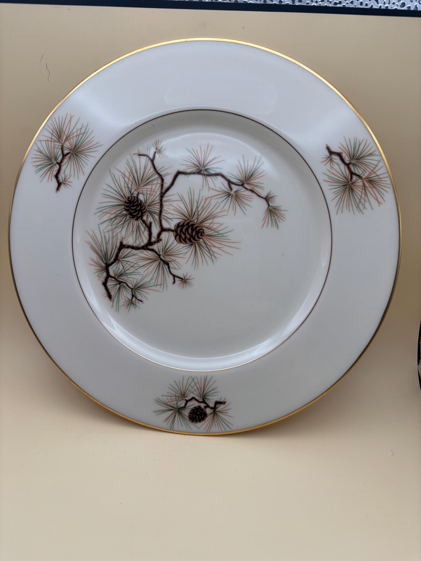 Vintage Lenox Pine Salad Plate, Bone China, Pine Cones and Needles, Lover Antiques and Vintage