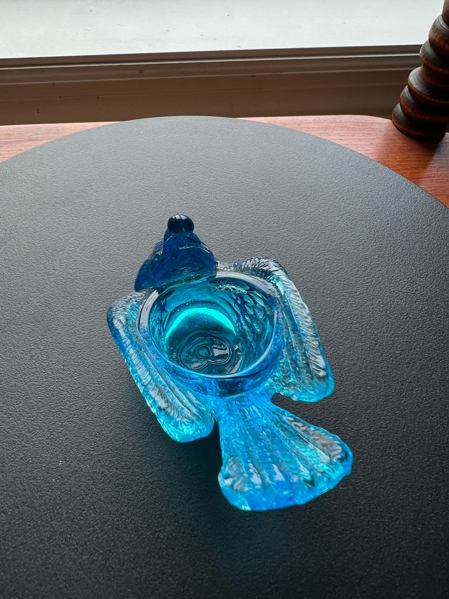 Vintage Blue Degenhart Glass Rooster Salt Cellar Dish