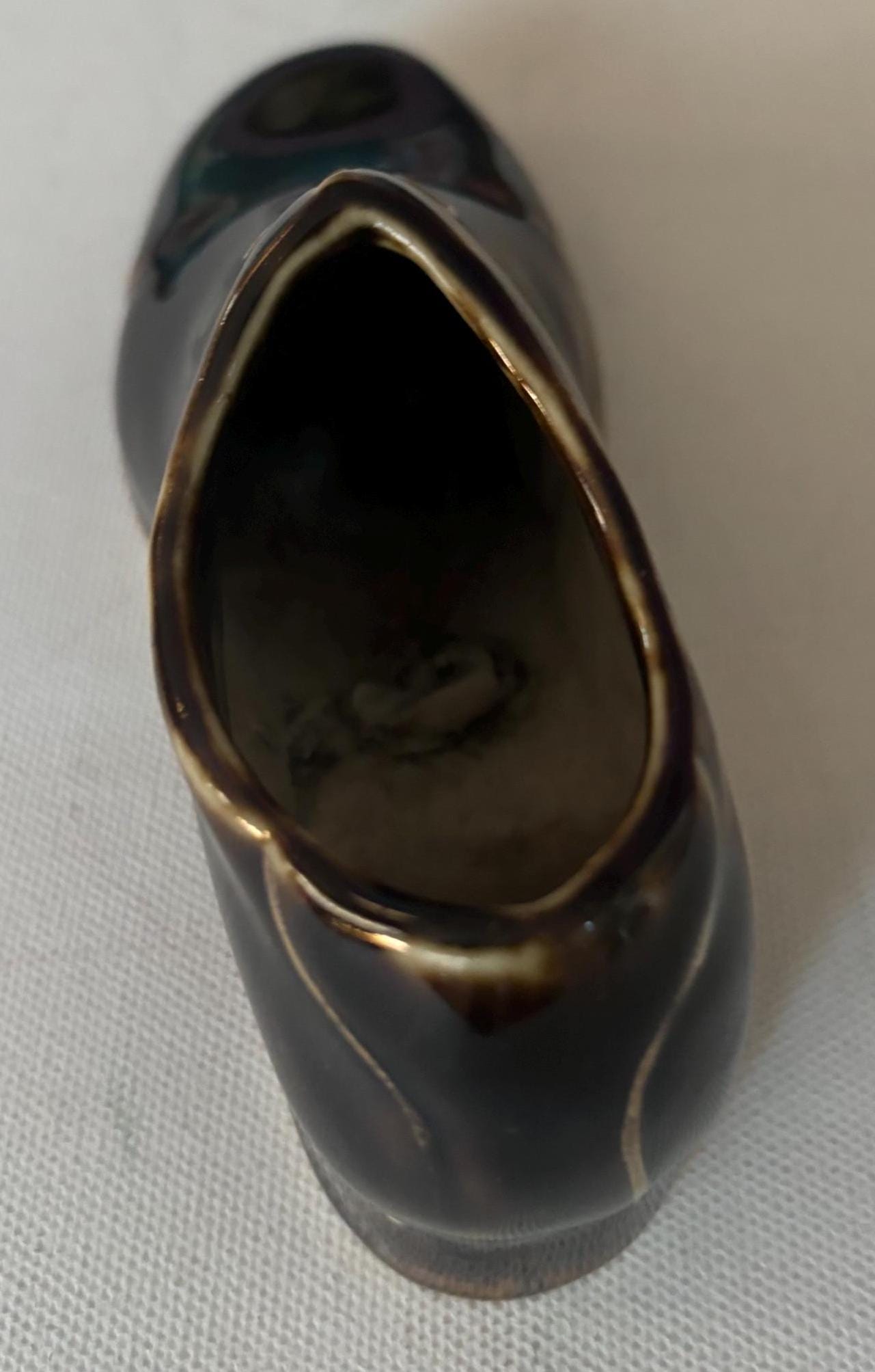 Antique German Oxford Shoe Ceramic Brown Saddle Shoe Lover Antiques and Vintage