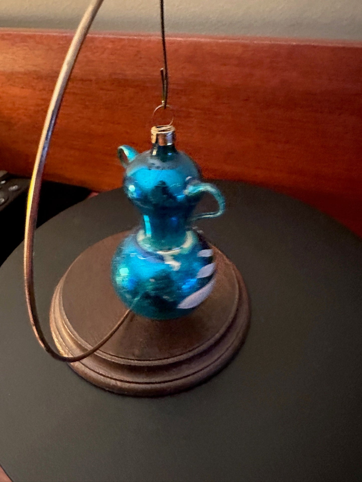 Vintage Blue Hand Blown Teapot Ornament