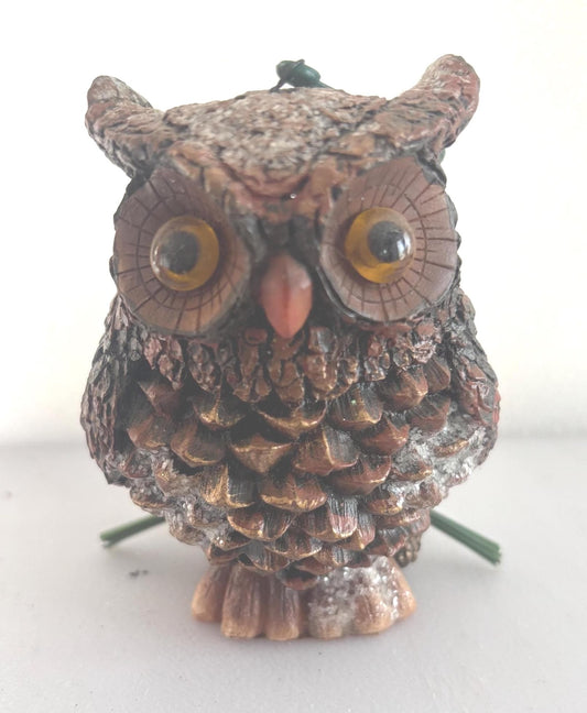 Vintage Owl in Pinecone Basket Ornament Gift For Her Lover Antiques and Vintage