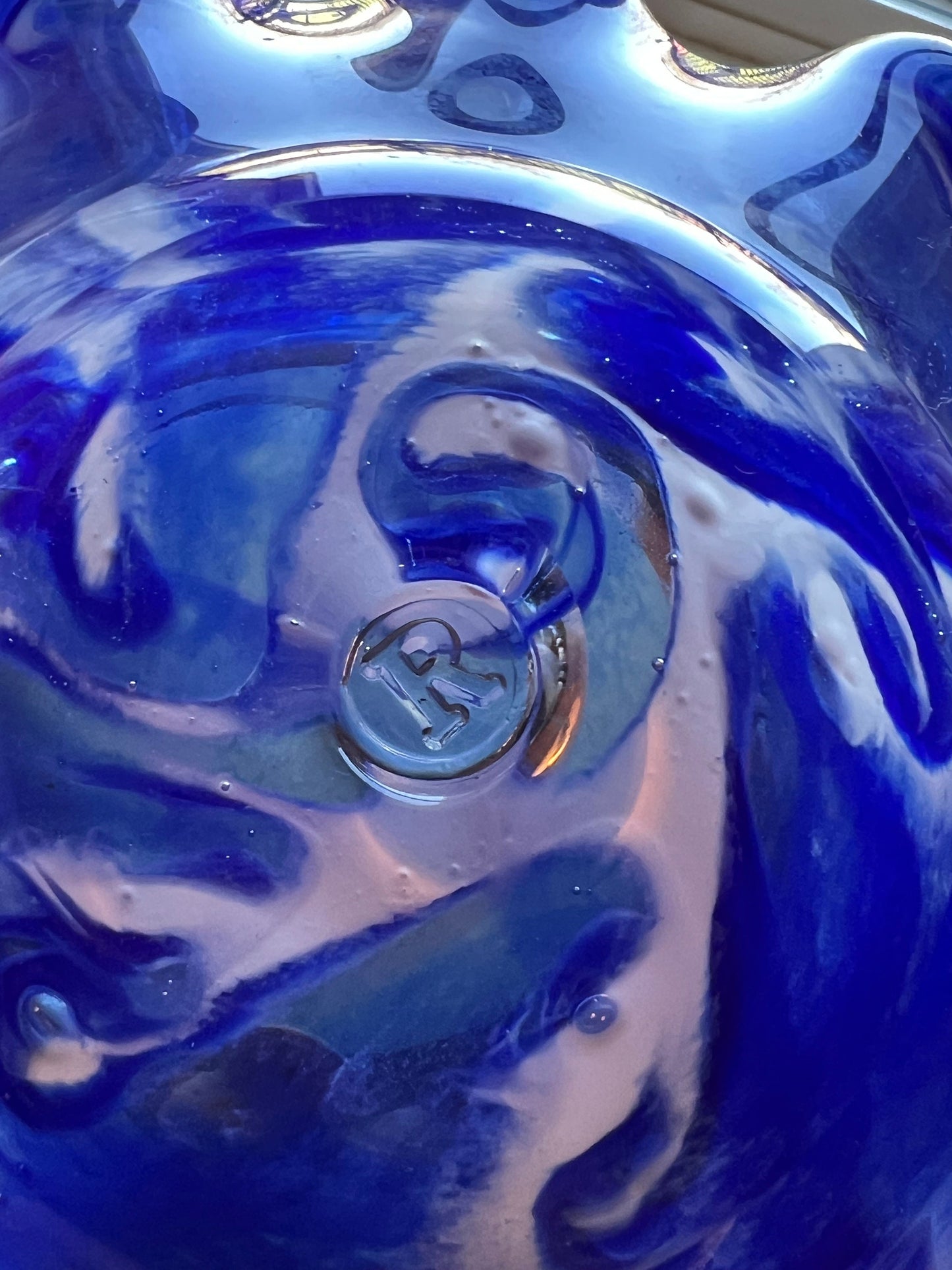 Vintage Rossi Blue Slag Glass Bowl: Ruffled Cobalt Dish