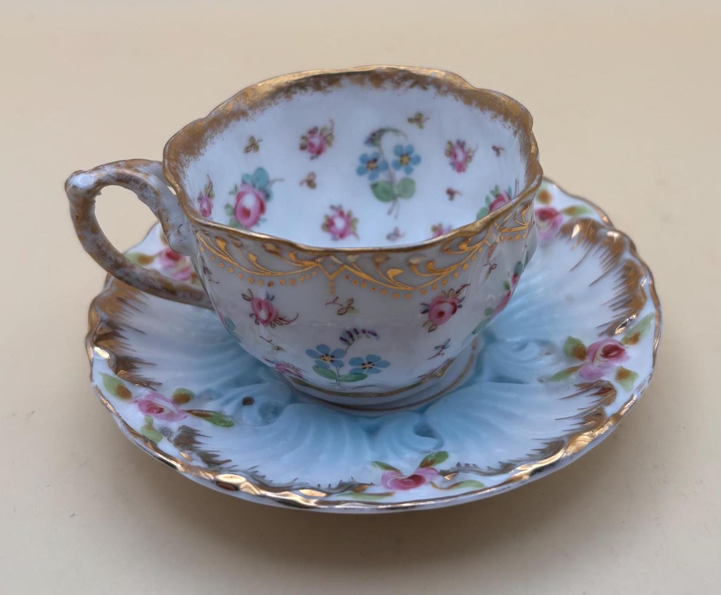 Vintage Demi Cup and Saucer Hand Painted Lover Antiques and Vintage