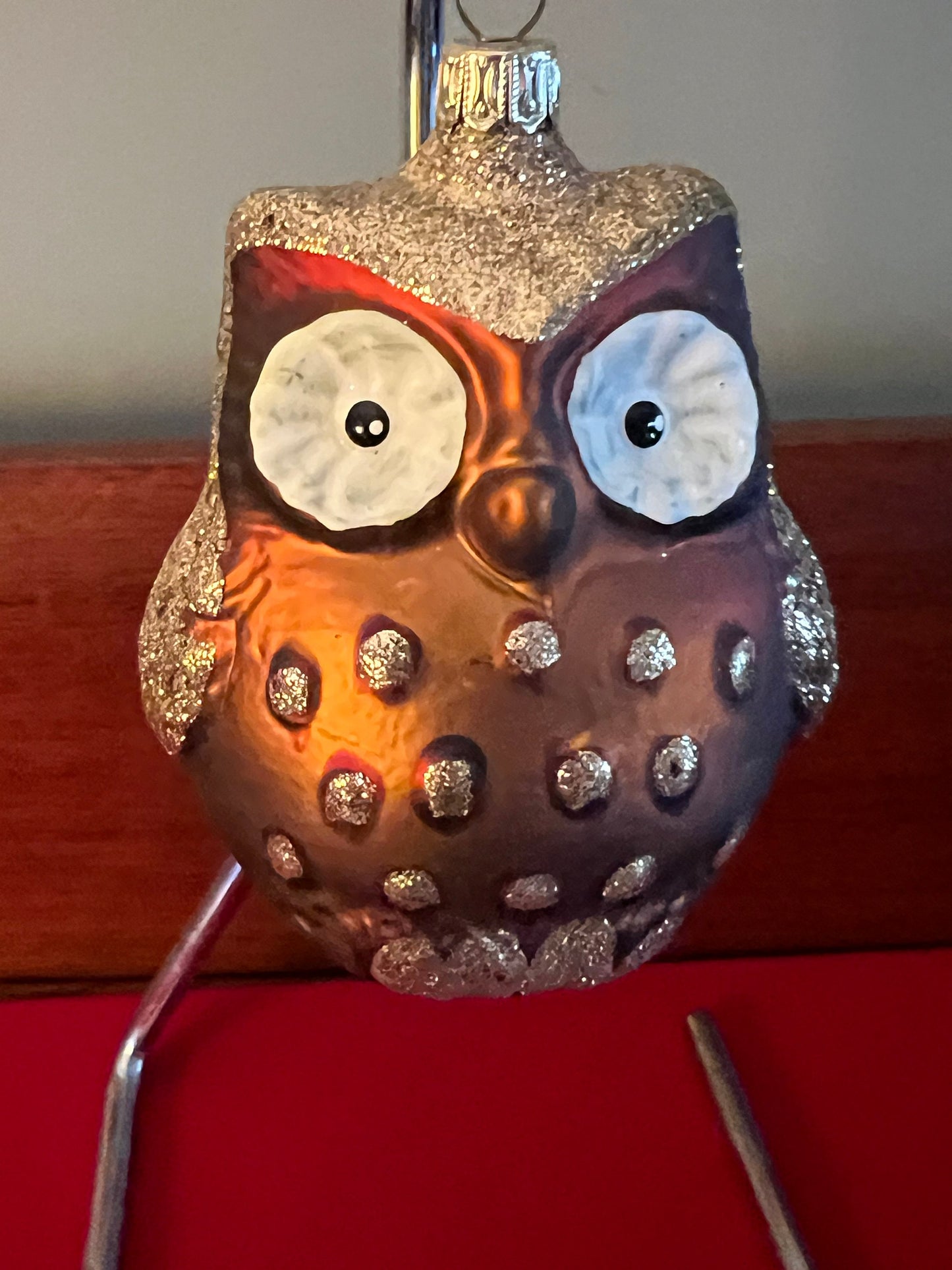 Vintage Hand Blown Glass Owl Ornament: Big Eyes, Made in Germany