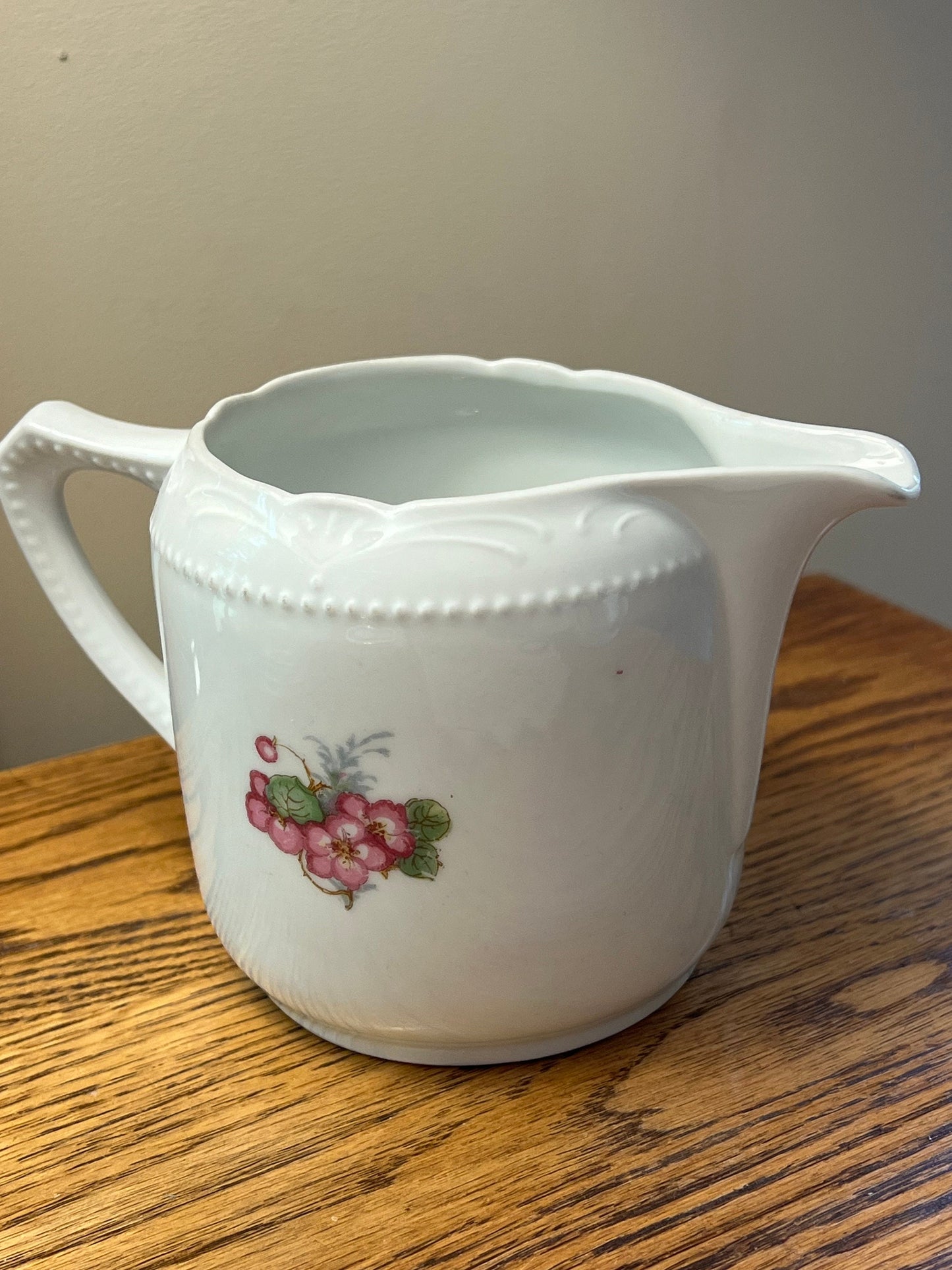 Vintage White Porcelain Peacock and Berries Pitcher Made in Germany Lover Antiques and Vintage