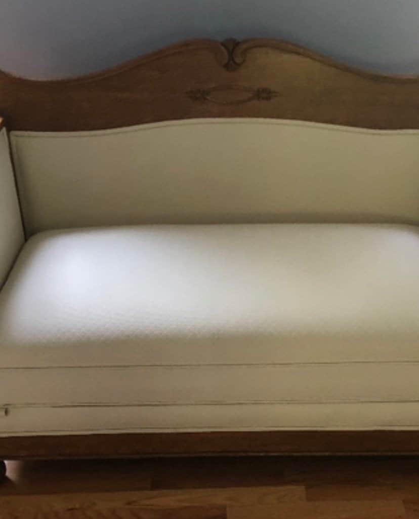 Antique Oak Carved Cream Loveseat with Pull Out Trundle Bed Lover Antiques and Vintage