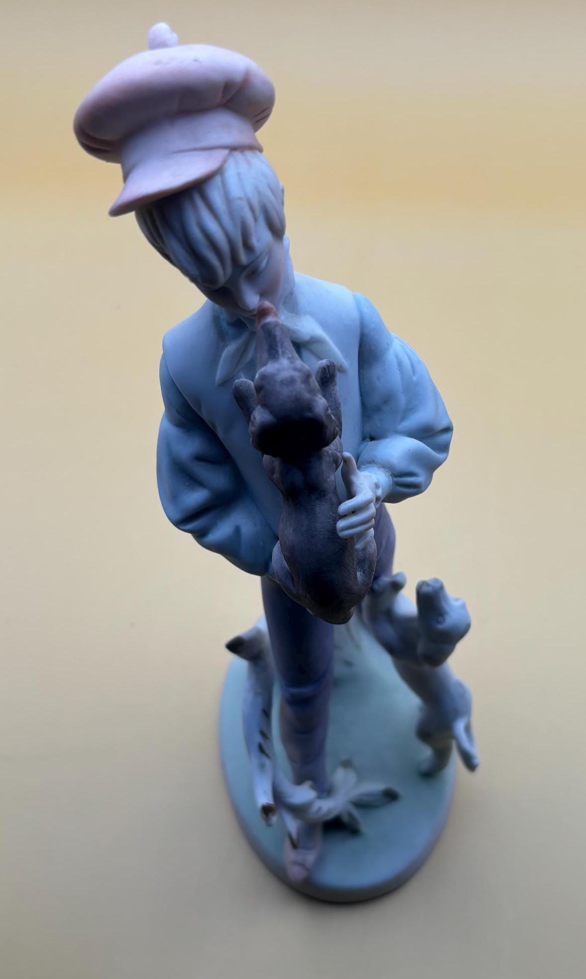 Vintage Lefton Boy with Dogs Porcelain Hand Painted Figurine Japanese Lover Antiques and Vintage