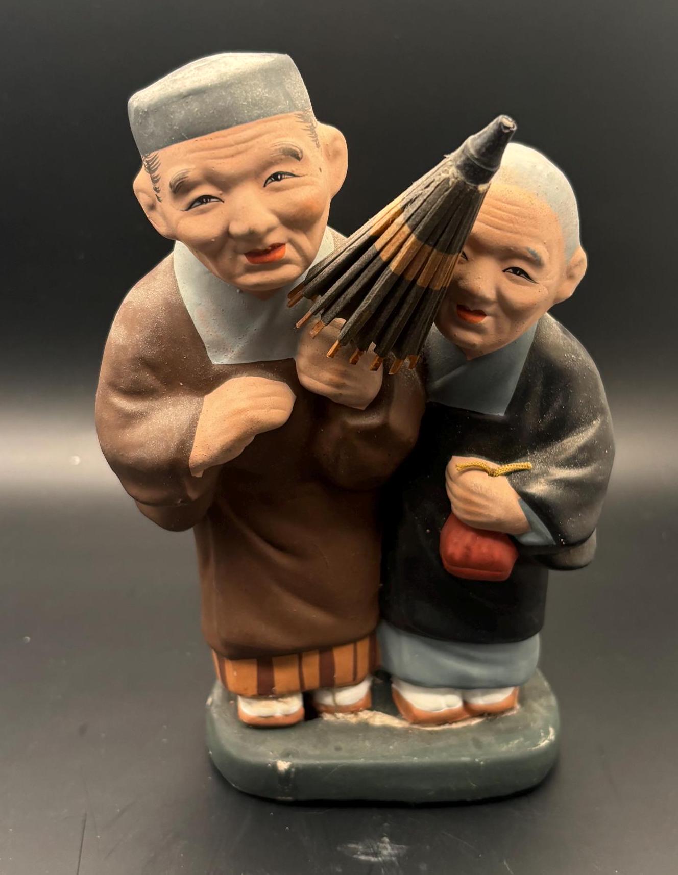 Vintage Man and Woman Porcelain Hand Painted Figurine Japan Lover Antiques and Vintage