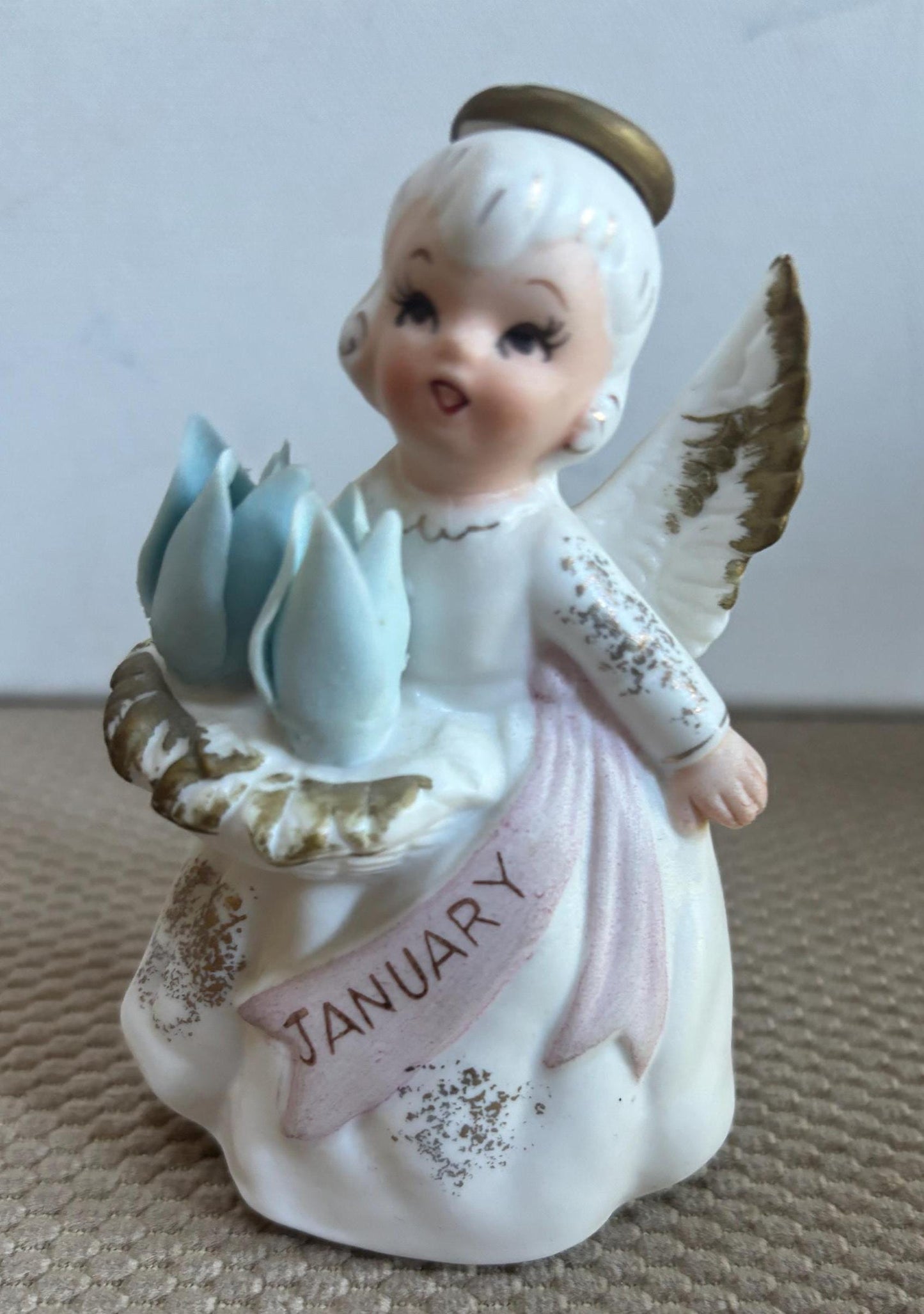 Vintage Lefton Grandma with Wings Hand Painted Porcelain January Figurine Heavenly Grandmother Grandma in Heaven Figurine Lover Antiques