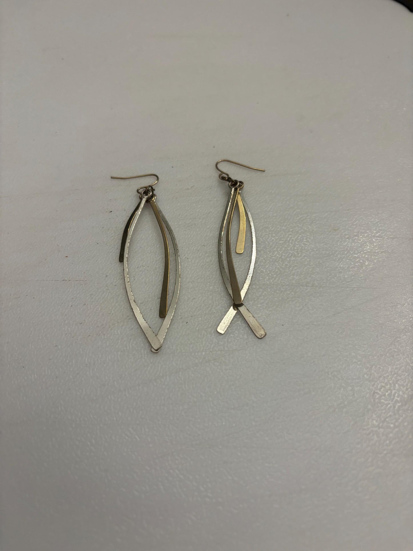 Vintage Peter James Sterling Silver, Long Dangle Brass & Bronze Earrings, Lover Antiques and Vintage