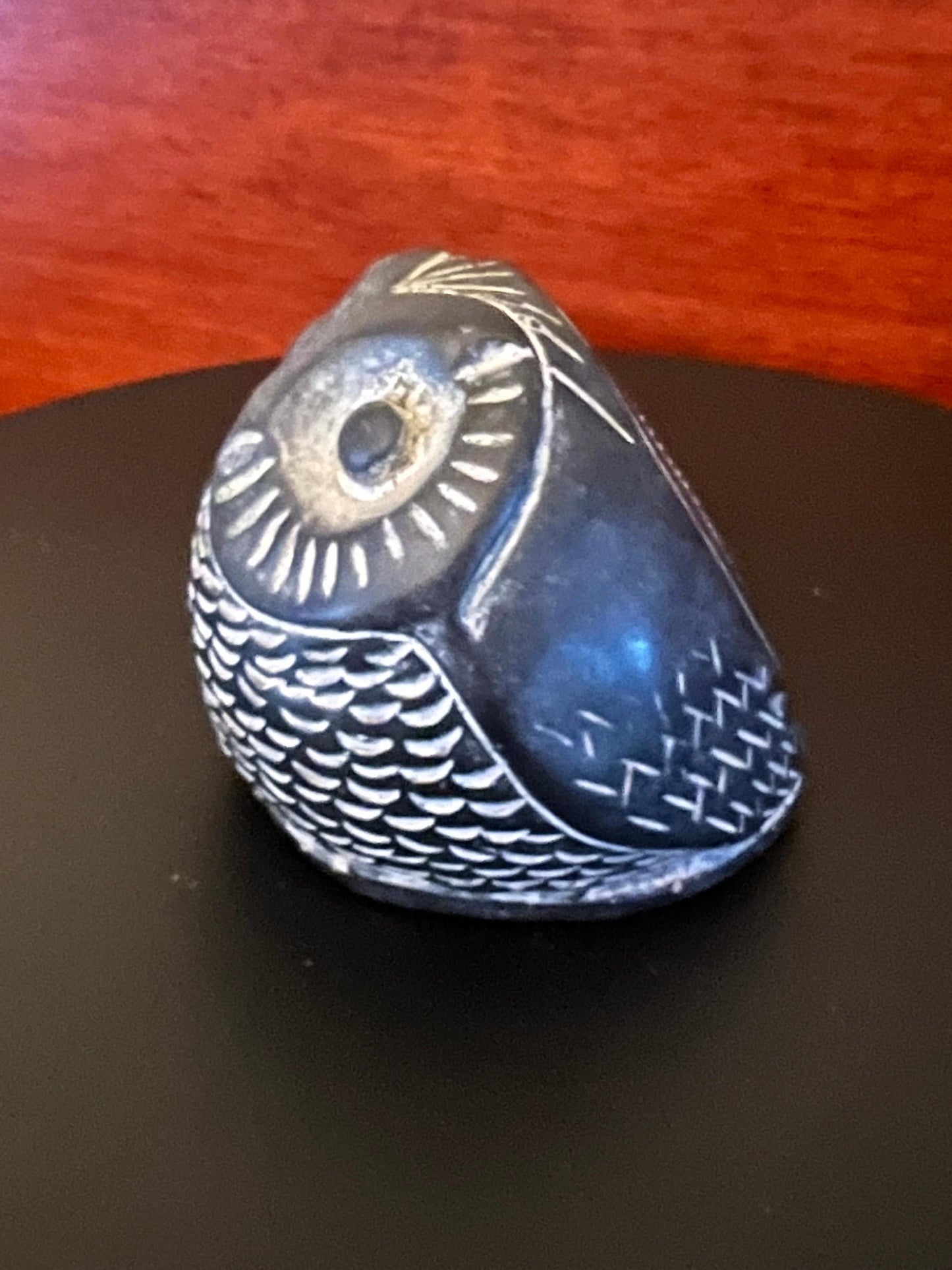 Vintage Pearlite Stonecraft Black & White Owl, Canada by Stonecraft Owl, Soapstone Owl Figurine, Lover Antiques and Vintage