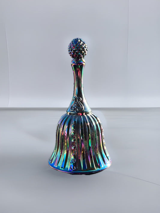 Vintage Fenton Iridescent Carnival Glass Bell: Purple Amethyst Blue