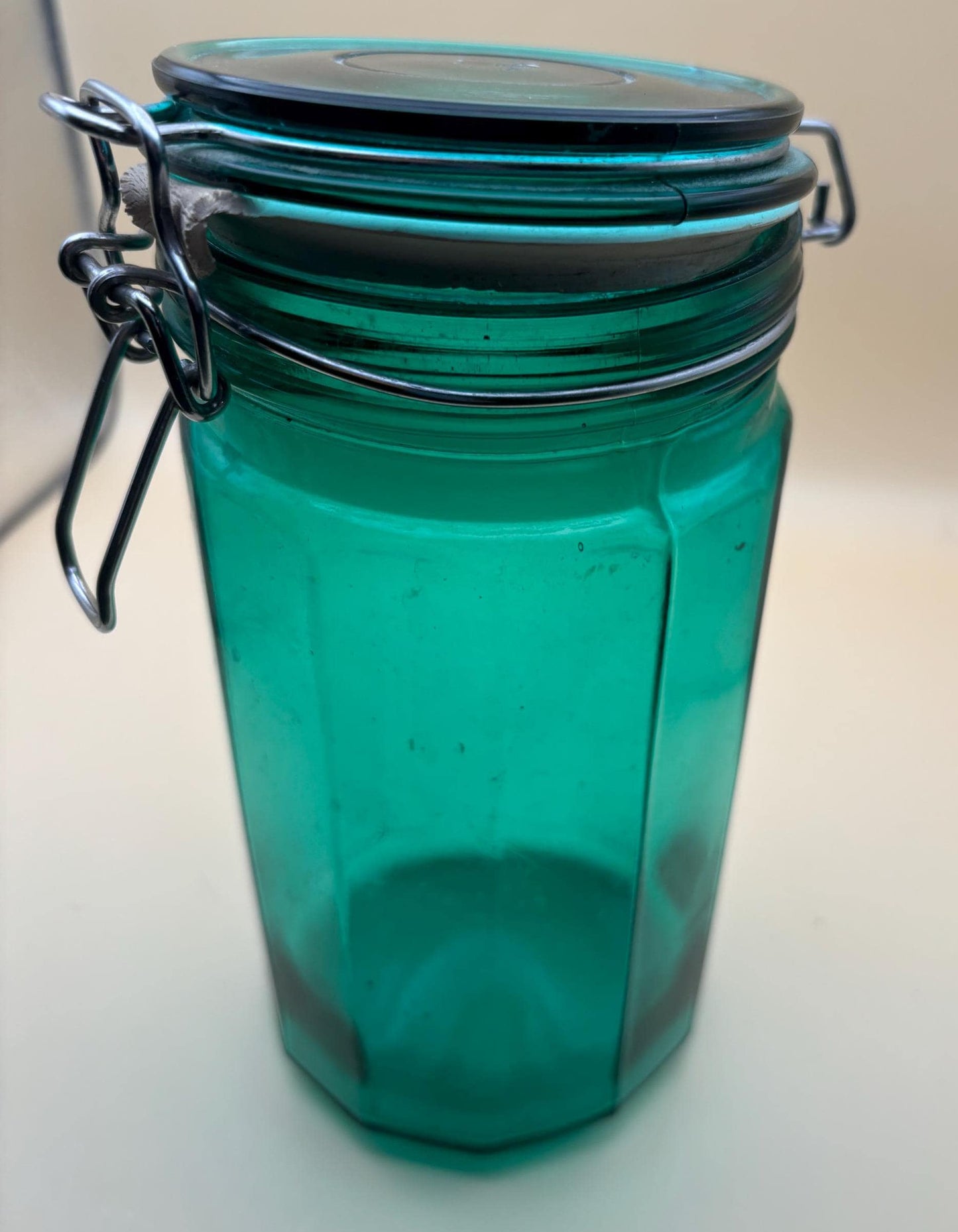 Antique Emerald Green Ideal Ball Glass Jar with Lid Container with Top Lover Antiques and Vintage